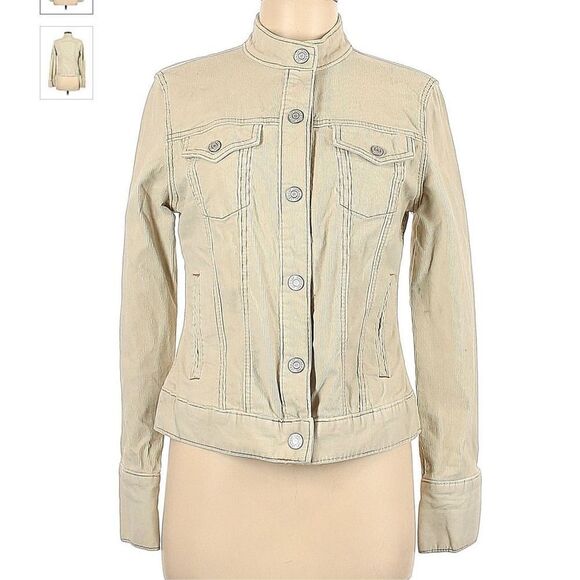 Vintage Y2K GAP Stretch Corduroy Jacket, Cream with Brown Stitching, XS - Picture 1 of 8